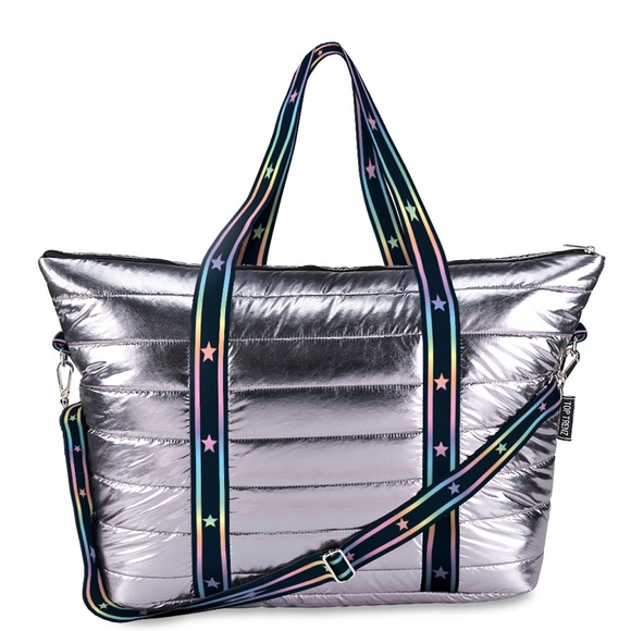 top trenz Bags Gunmetal Puffer Tote With Gradient Star Straps